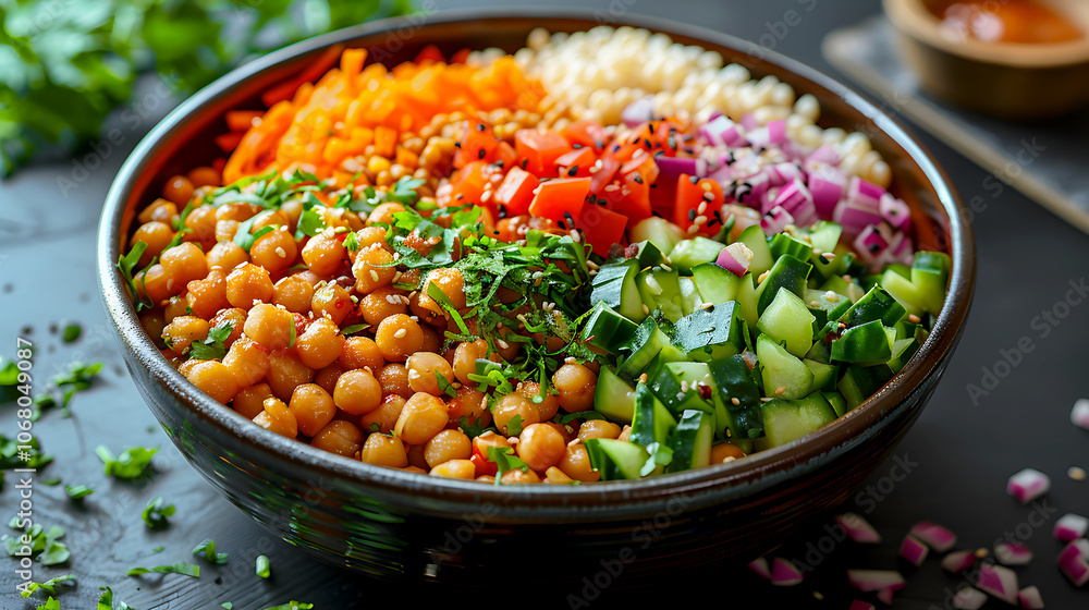 Fresh Colorful Salad Bowl with Vegetables and Chickpeas Fresh Colorful Salad Bowl with Vegetables and Chickpeas