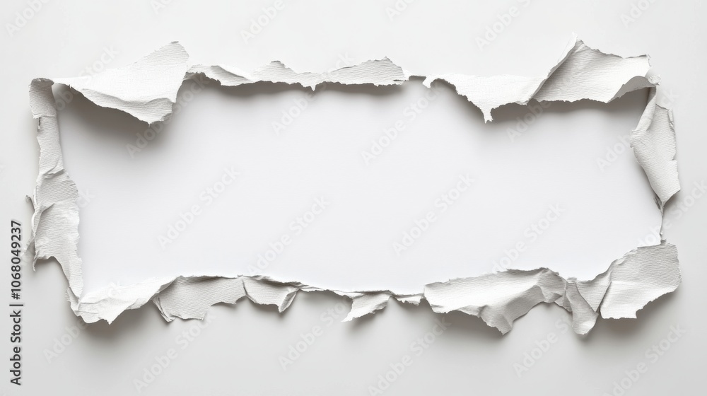 Torn Paper Frame with Ripped Edges, Distressed Aesthetic, Blank Center for Creative Use, Versatile Design Element Torn Paper Frame with Ripped Edges, Distressed Aesthetic, Blank Center for Creative Use, Versatile Design Element