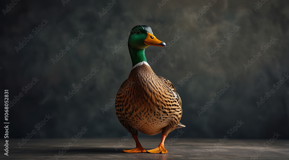 Obraz premium Confident Duck with Head Held High and Cool Expression, Isolated on Plain Background for a Bold Look
