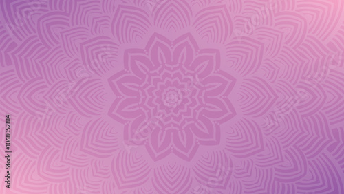 Round mandala on dreamy peach fuzz gradient background. Translucent mesh pattern in the form of a mandala. Mandala with floral patterns.Gradient background with round mandala.Vishal 