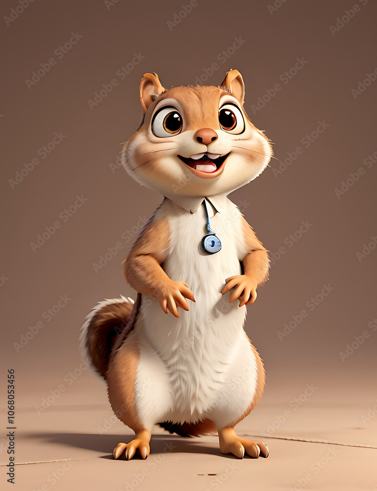 Naklejka premium Startled Squirrel with Open Mouth and Wide Eyes, Isolated on Plain Background for Amusing Reaction
