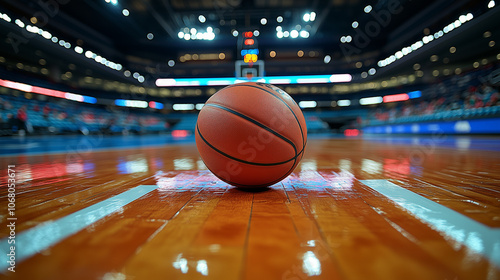 ball ball on the court, basketball world cup background with space for design