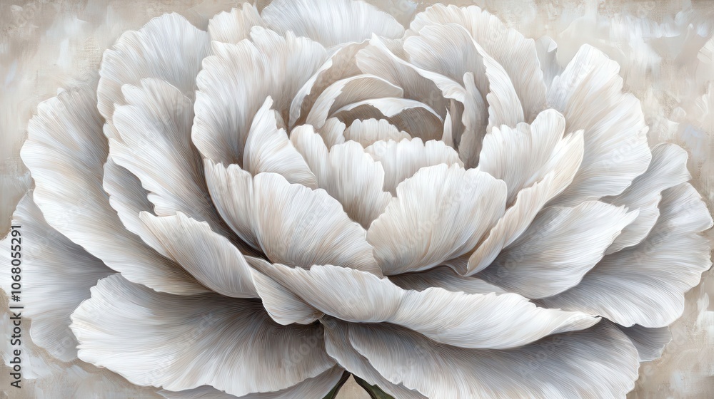 Obraz premium Close-up of a white peony flower with delicate petals.