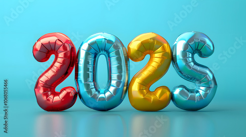 Buon anno. Anno nuovo 2025. Scritta 3d. on blue background