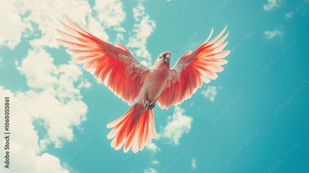 Pink Parrot Soaring Through the Clouds Pink Parrot Soaring Through the Clouds
