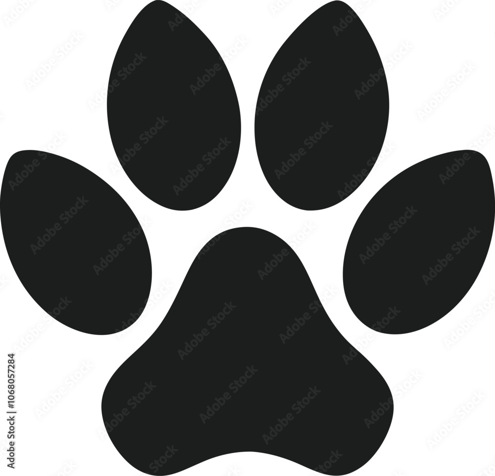 Fototapeta premium Bold Dog Paw Print Silhouette Vector Design for Pet and Wildlife Themes