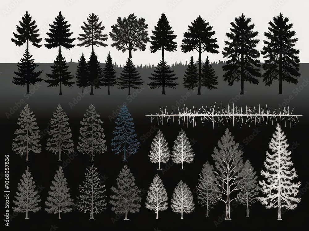 Fototapeta premium faint watercolor halftone dots fading,Fern Leaves Against Clear Sky ,Minimalist Nature Scene