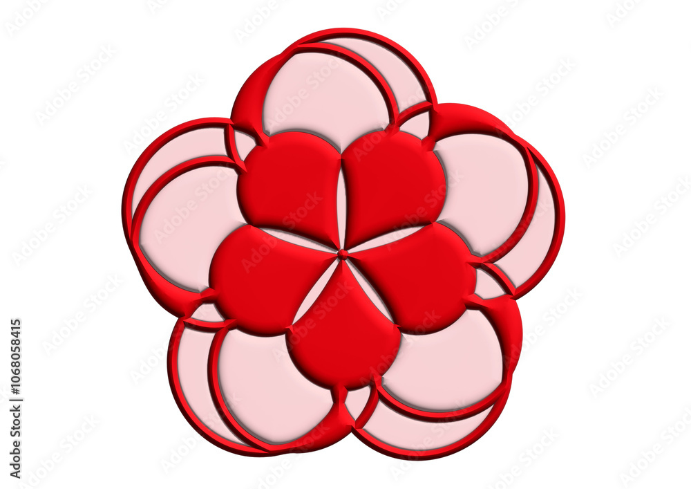 梅の花びらの3Dイラスト 透過した個性的なピンク色の梅の花のアイコン素材