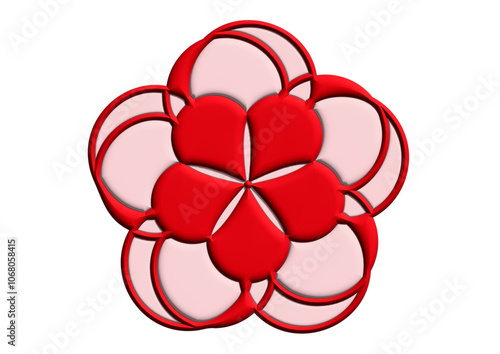 Obraz na płótnie 梅の花びらの3Dイラスト 透過した個性的なピンク色の梅の花のアイコン素材 w salonie