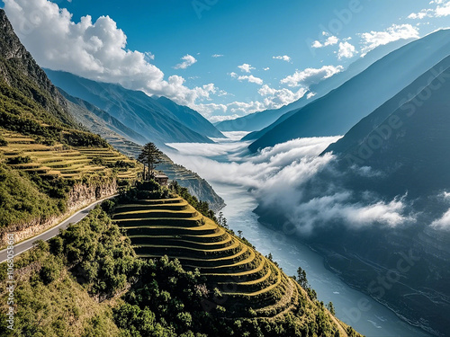 View of the Grand Canyon of the Nujiang River in Sichuan, China photo