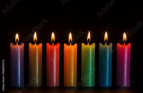 Candlelight lit by the colors of Hanukkah animation