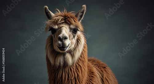 Angry and Stubborn Llama with Squinted Eyes and Tight Lips, Isolated on Plain Background for Humorous Look