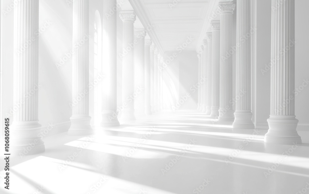 Obraz premium White Columns Hallway.