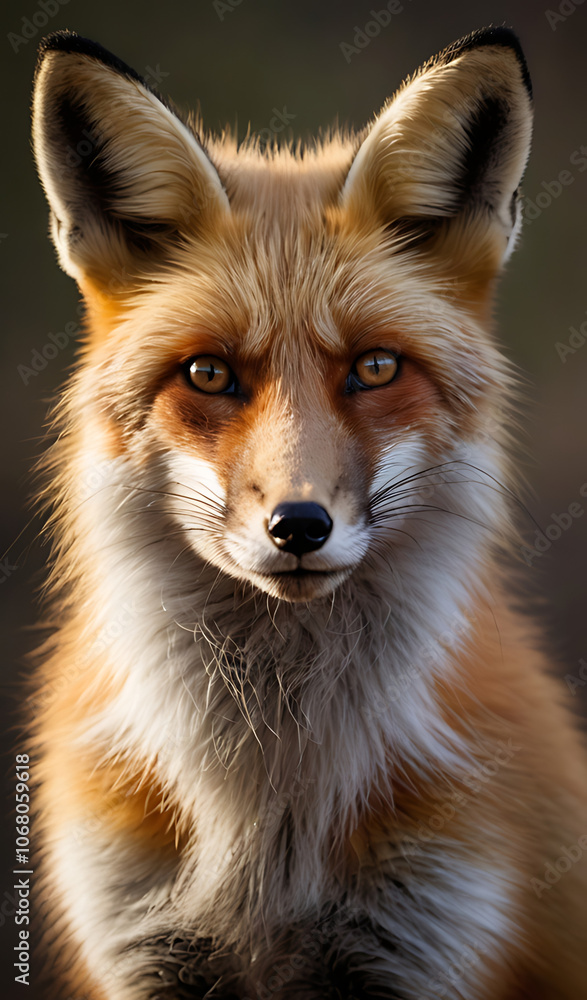 Alarmed Fox with Perked Ears and Alert Eyes, Isolated on Plain Background for an Intense Look Alarmed Fox with Perked Ears and Alert Eyes, Isolated on Plain Background for an Intense Look