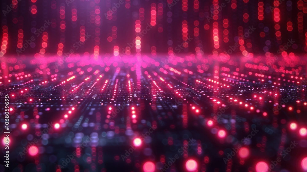 Fototapeta premium Abstract Digital Landscape with Pink and Red Lights