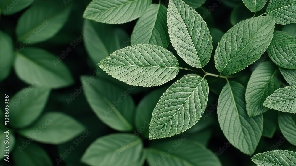 Macro shot of soft green leaves with intricate texture and details Macro shot of soft green leaves with intricate texture and details