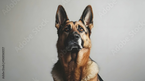 German Shepherd Portrait: A captivating close-up portrait of a majestic German Shepherd, showcasing its piercing gaze and loyal demeanor.