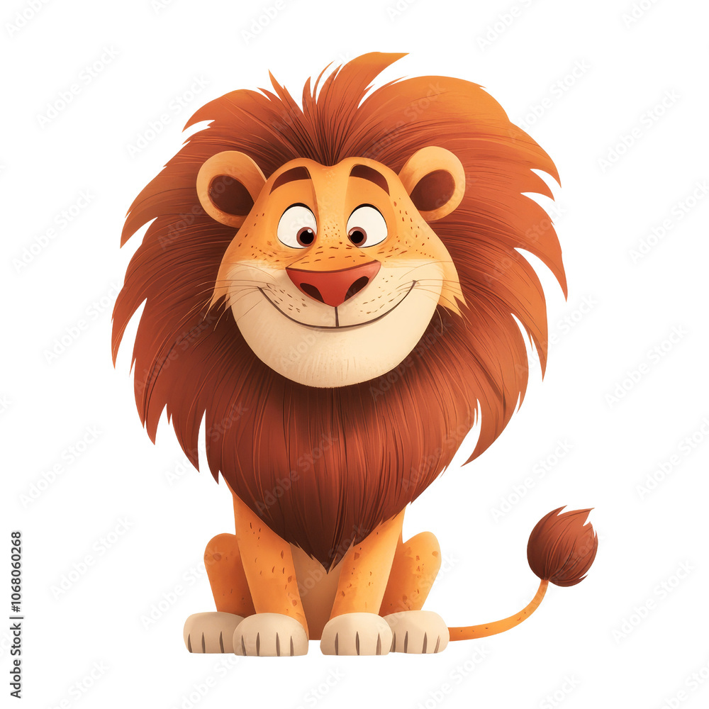 Obraz premium Cute Cartoon Lion Sitting