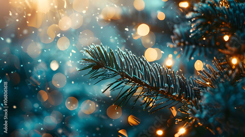 Wallpaper Mural Glowing backlit numbers 2025 on a blurred background with bokeh lights with pine branches. Happy New Year. Festive horizontal banner, card. on blue background Torontodigital.ca