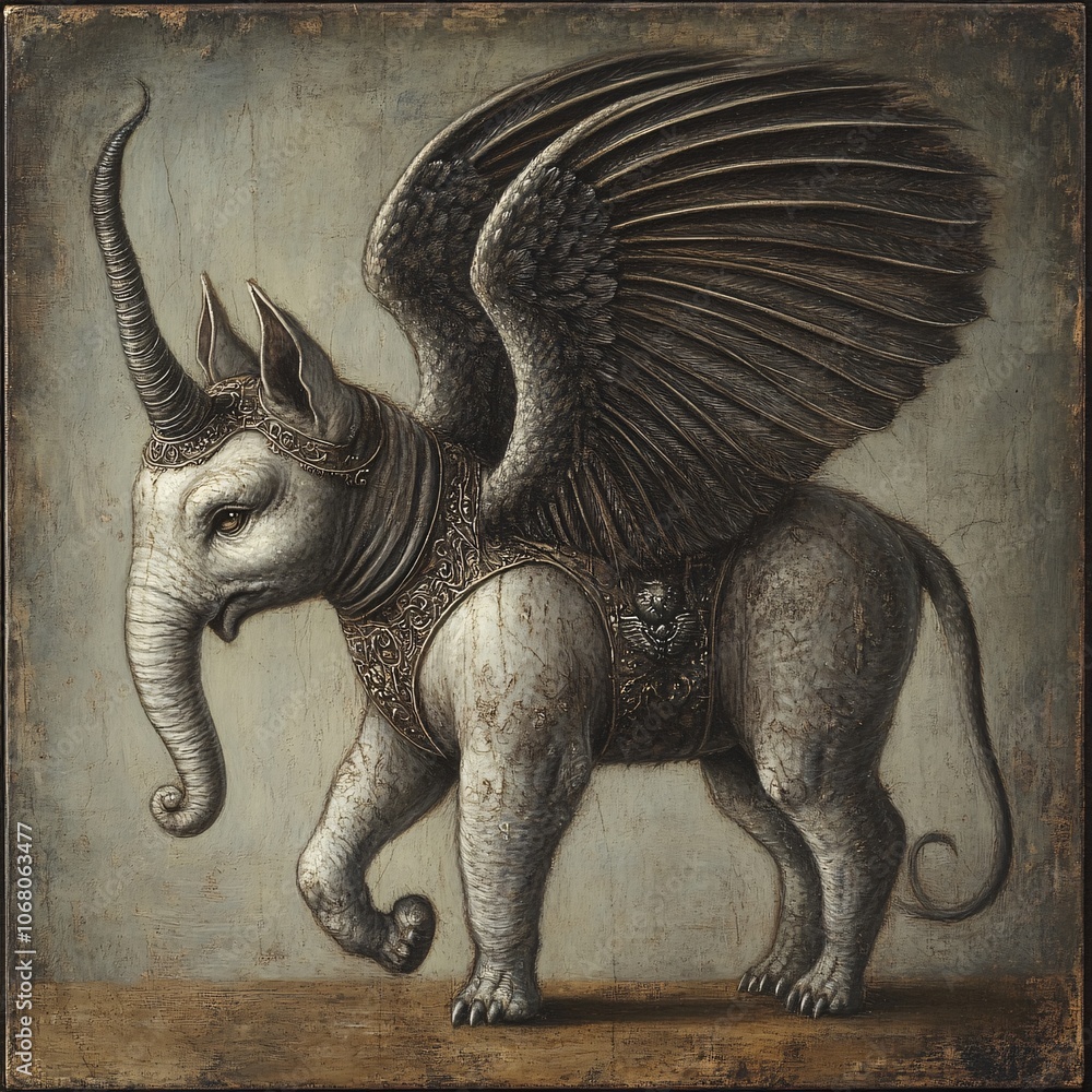 Fototapeta premium elephant sculpture on the wall
