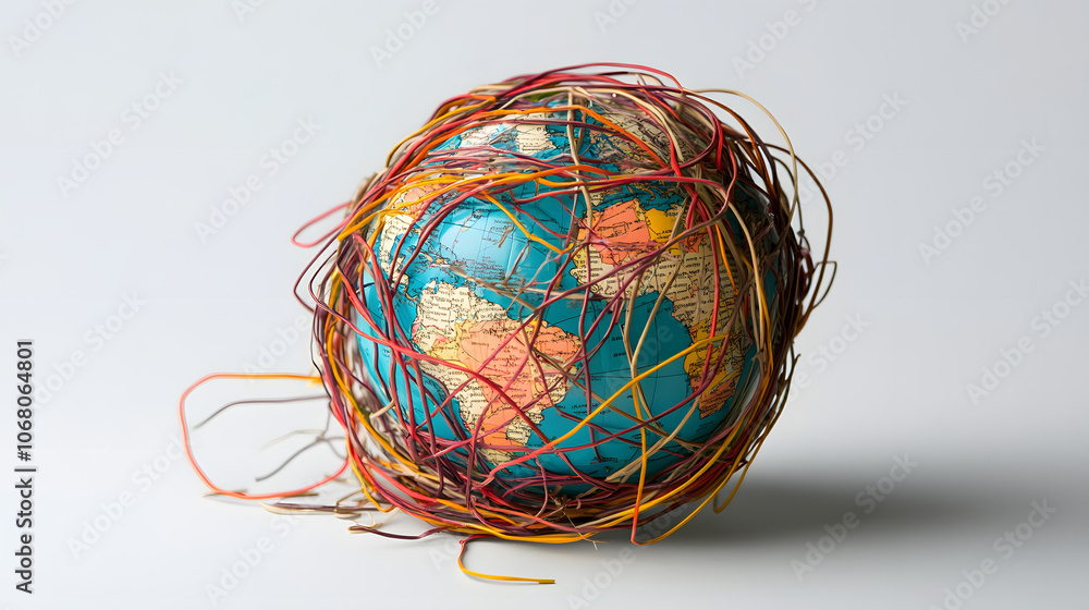 A globe surrounded by tangled and broken communication wires, symbolizing disrupted global connections and internet issues
A globe surrounded by tangled and broken communication wires, symbolizing disrupted global connections and internet issues