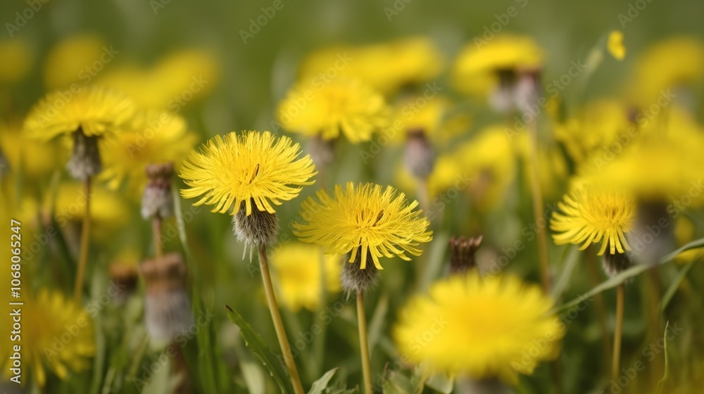 Vibrant Yellow Dandelions in a Sunny Field Vibrant Yellow Dandelions in a Sunny Field
