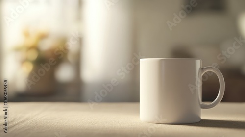 A Simple Coffee Mug on a Table in a Sunny Room