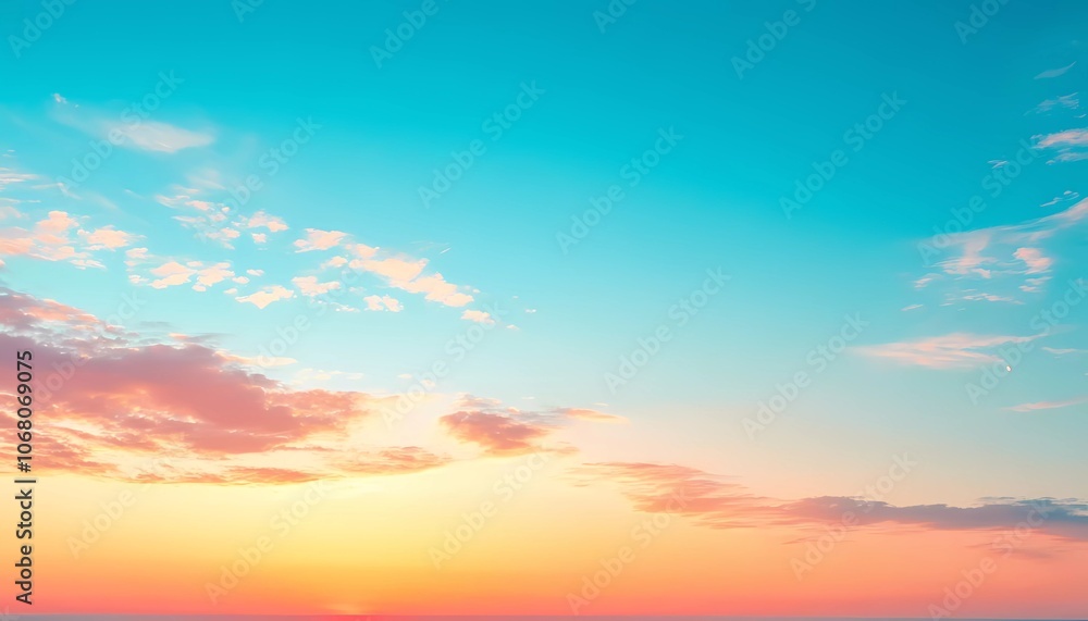 Beautiful sunset sky with a crescent moon, with copy space on the right side of the banner Beautiful sunset sky with a crescent moon, with copy space on the right side of the banner