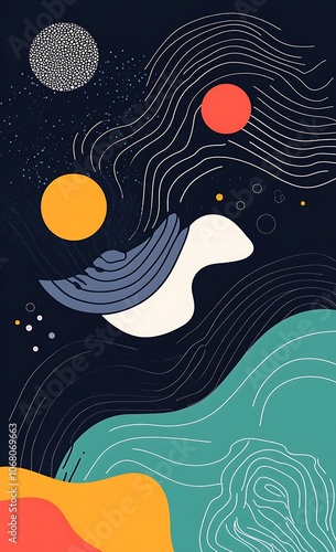 A Vector Graphic Design with Colorful Abstract Shapes and Dynamic Patterns, Perfect for Modern