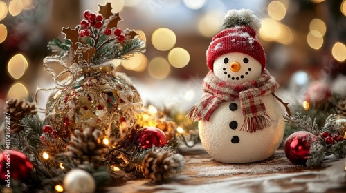 Happy Holidays: Snowman and New Year Wishes