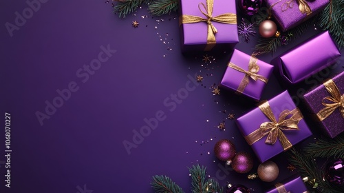 Elegant Purple Gift Boxes for Christmas Celebration