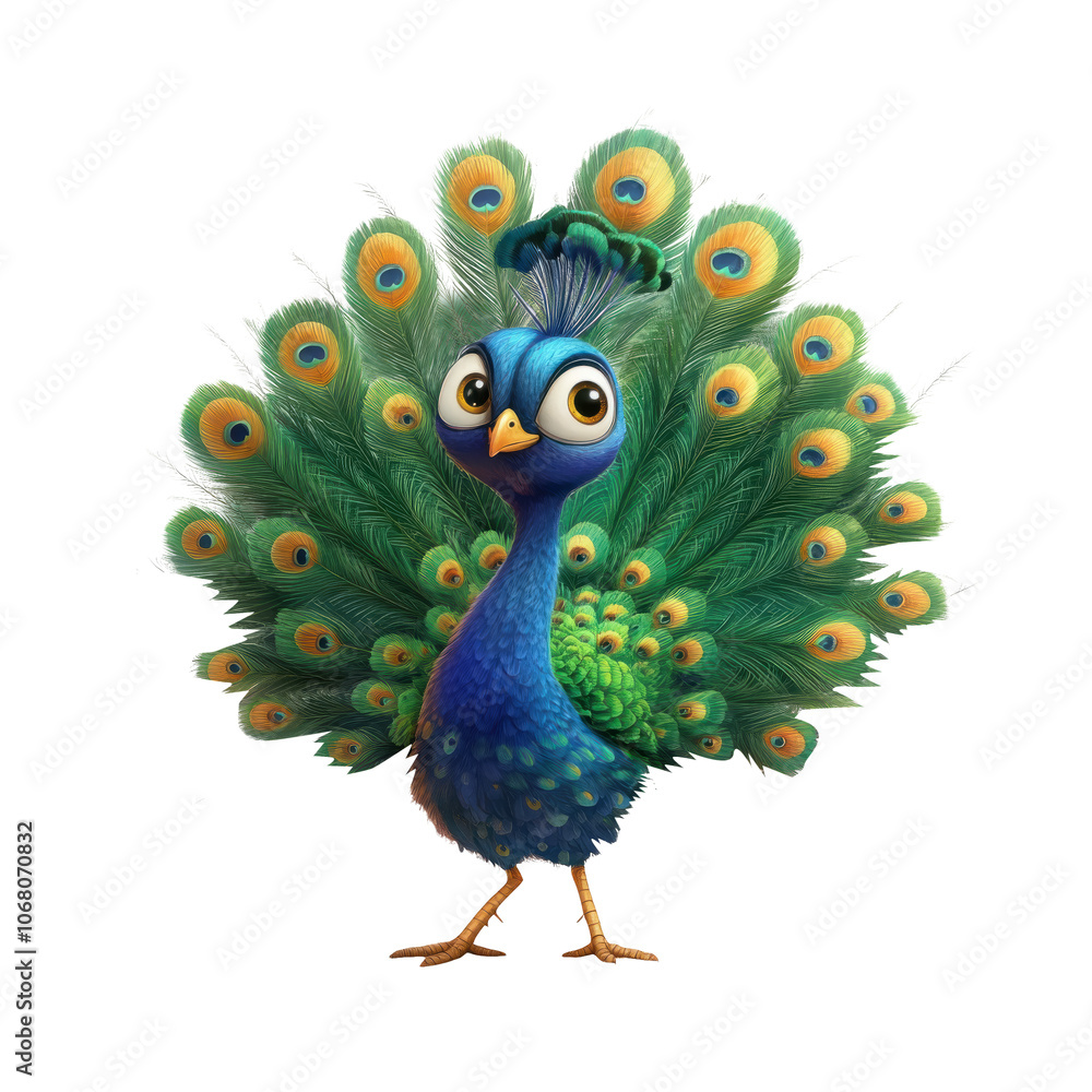 Fototapeta premium Dancing Peacock Transparent Illustration
