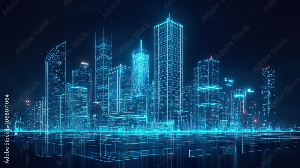 Futuristic Cityscape with Neon Lights at Night Futuristic Cityscape with Neon Lights at Night