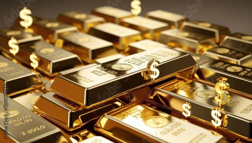 Gold Bullion Investment Concept with Dollar Signs