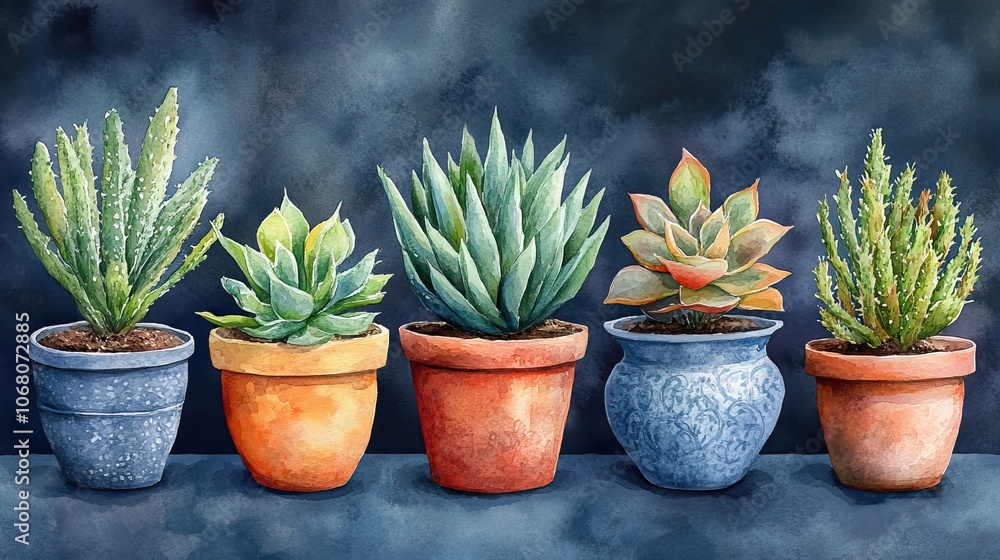 A set of trendy watercolor house plants in decorative pots, perfect for botanical home decor projects, invitations, or modern interior design inspirations. A set of trendy watercolor house plants in decorative pots, perfect for botanical home decor projects, invitations, or modern interior design inspirations.