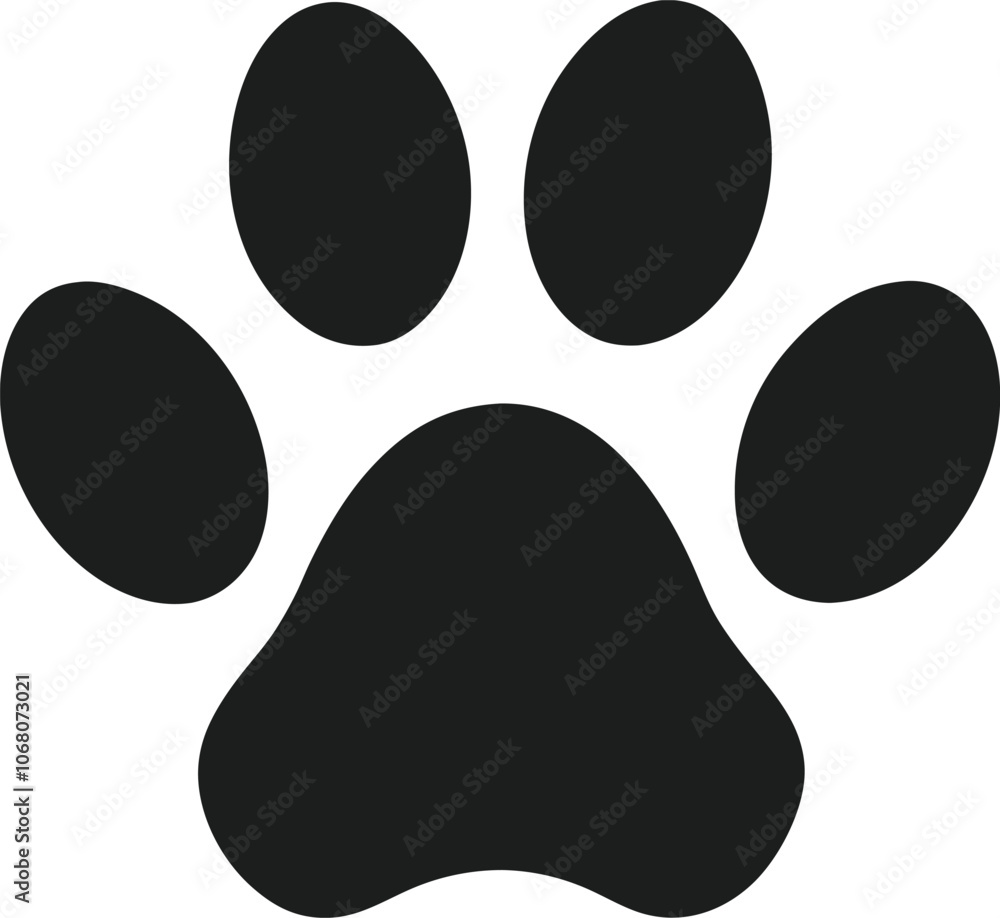 Bold Black Paw Print Silhouette Vector for Animal-Themed Design Bold Black Paw Print Silhouette Vector for Animal-Themed Design
