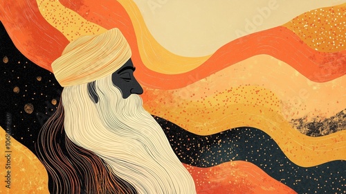 Illustration with free space for text, Guru Nanak Jayanti 