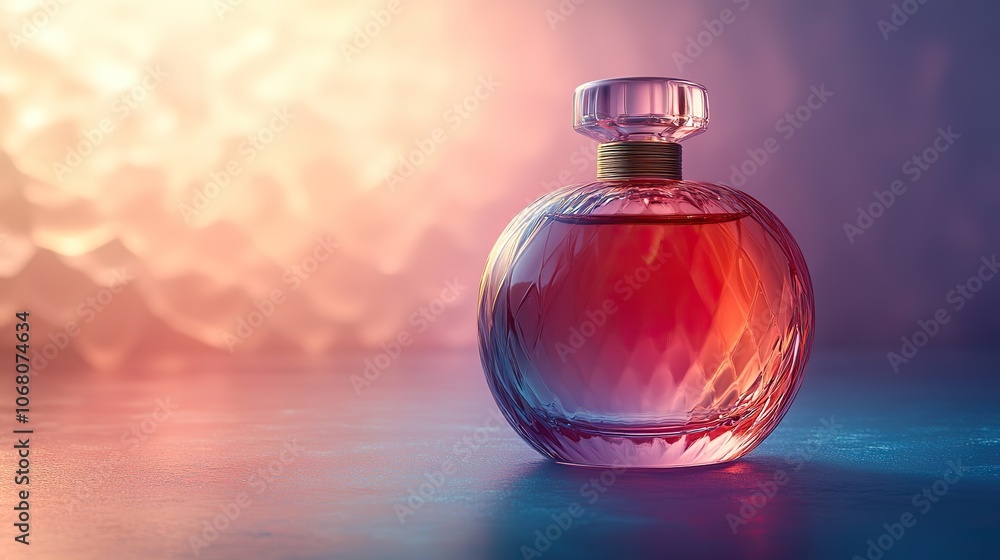 A sleek perfume bottle on a gradient background, with space for branding, ideal for beauty product advertisements or fragrance promotions. A sleek perfume bottle on a gradient background, with space for branding, ideal for beauty product advertisements or fragrance promotions.