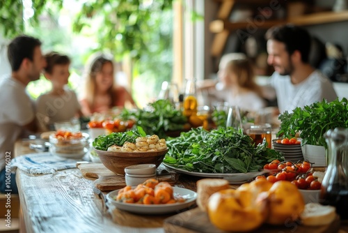 Family enjoying healthy meal together at home