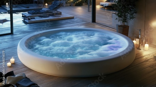 Serene Outdoor Hot Tub with Soothing Bubbles