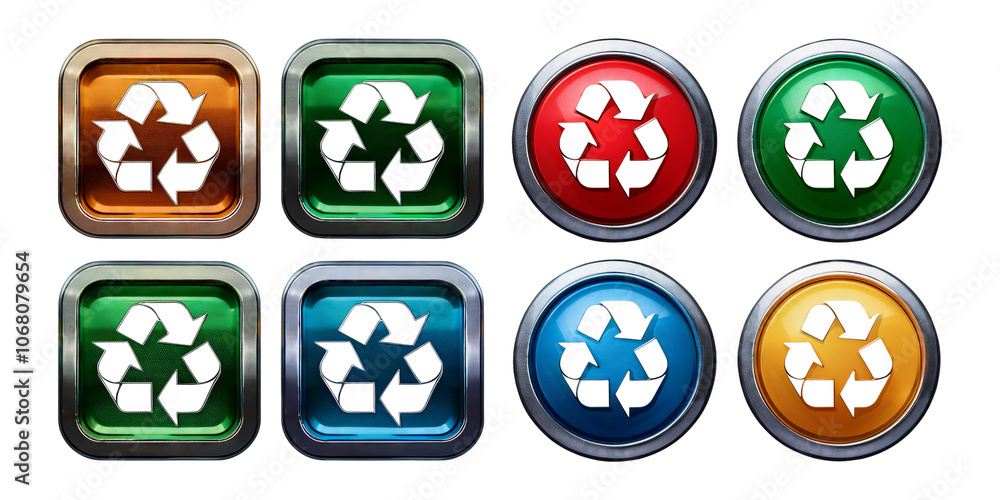 Colorful Recycle Symbols on Clear Background Colorful Recycle Symbols on Clear Background