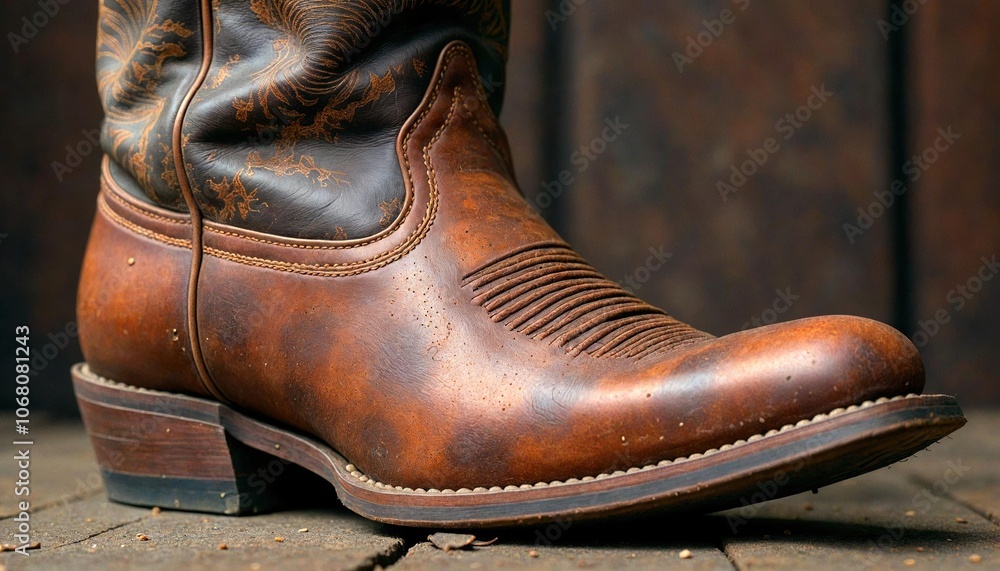 Weathered Cowboy Boot Close-Up Weathered Cowboy Boot Close-Up