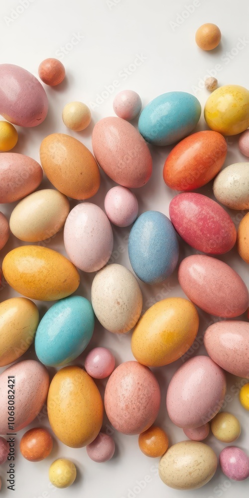 Colorful Easter eggs arranged in a festive pattern on a greeting card, colorful, pattern Colorful Easter eggs arranged in a festive pattern on a greeting card, colorful, pattern