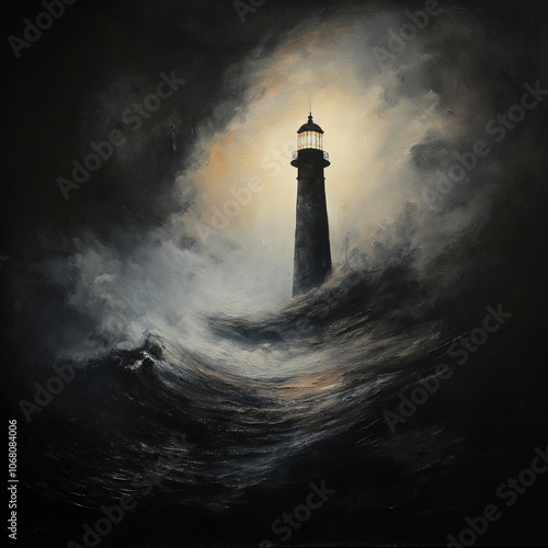 Lighthouse Shining Through the Storm