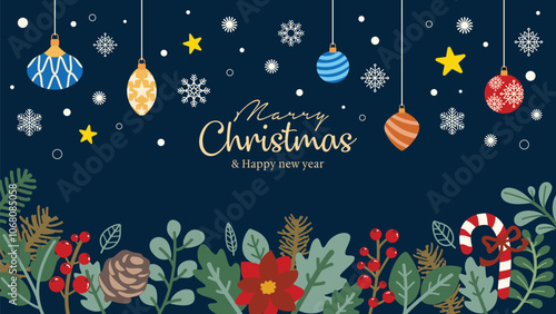 Christmas and Happy new year vector background, Holiday Christmas element art vector illustration