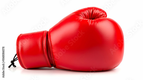 Single Red Boxing Glove Isolated on White