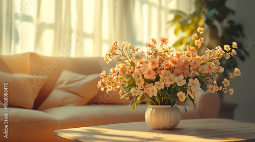 Wallpaper Mural Flower, flower arrangement, art, scene, vase, beautiful, gorgeous, life, four seasons, spring, summer, autumn, winter, bedroom, living room, dining table, dining room, flower, bouquet, yellow, orange, Torontodigital.ca