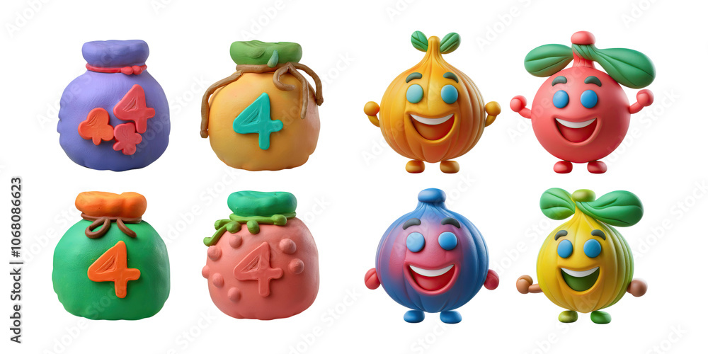 Colorful Playful Cartoon Characters with Numbers, PNG collection, set bundle, isolate on transparent or white background Colorful Playful Cartoon Characters with Numbers, PNG collection, set bundle, isolate on transparent or white background