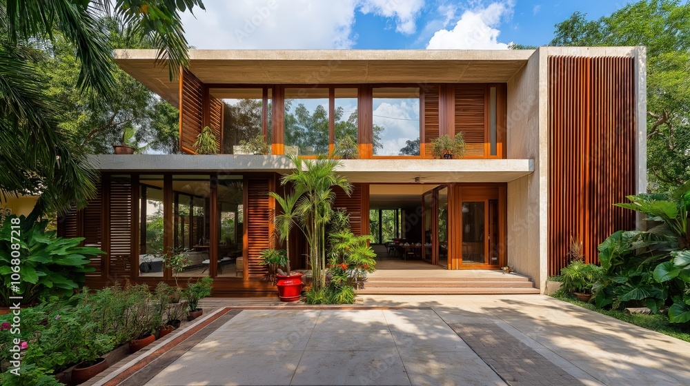 Front view of a modern luxury house Front view of a modern luxury house