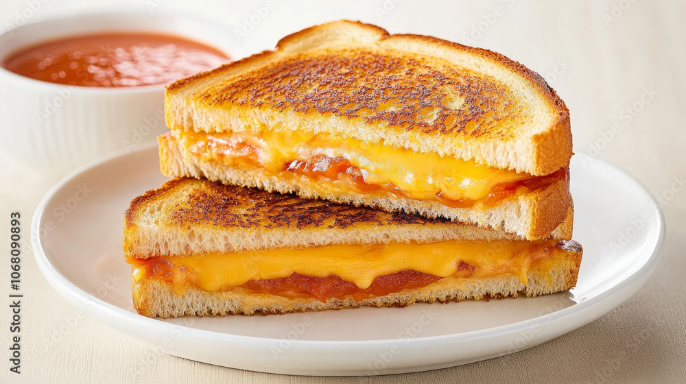 Delicious grilled cheese sandwiches with crispy edges, served with tomato soup, create comforting meal perfect for any time. Enjoy melty cheese and toasted bread! Delicious grilled cheese sandwiches with crispy edges, served with tomato soup, create comforting meal perfect for any time. Enjoy melty cheese and toasted bread!